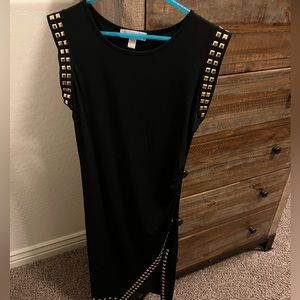 Micheal Kors Black Cocktail Dress with Gold Studs Sz Large